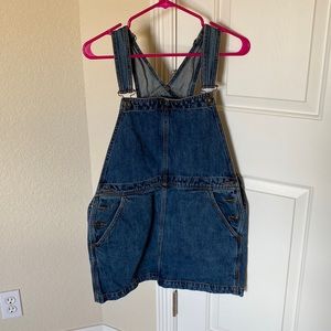 Womens denim mini overall dress